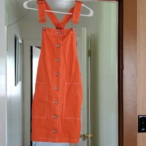 Orange Womens dickies overall dress